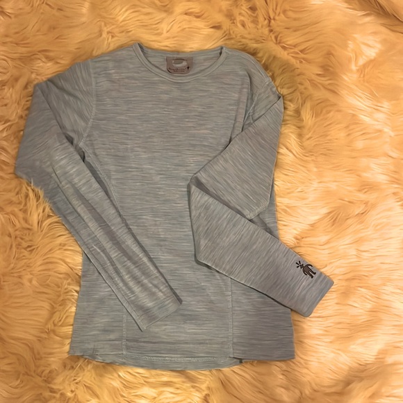SMARTWOOL baby blue long sleeve, Merino wool pull over base layer top - Picture 1 of 5